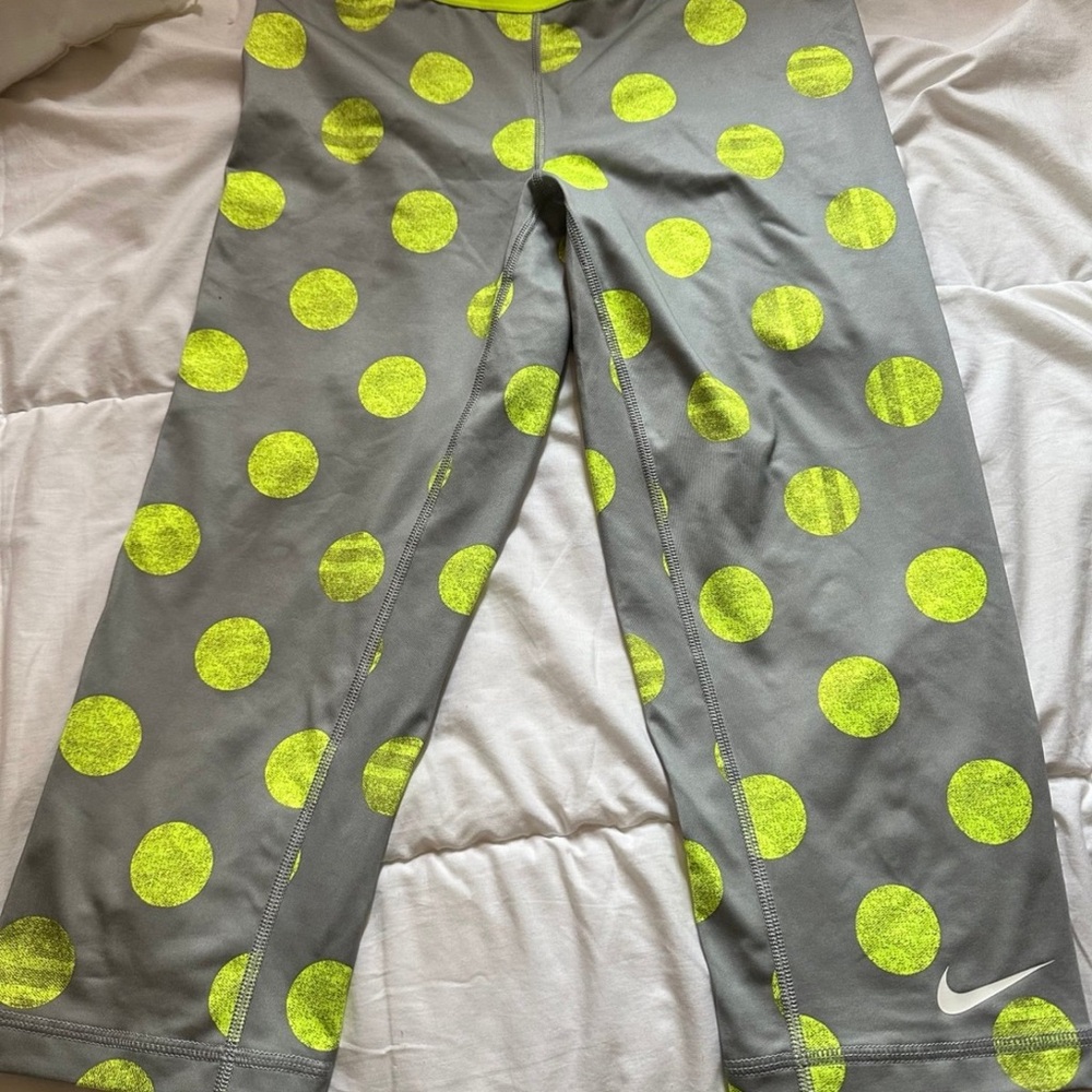 Nike Gray and Yellow Polka Dot Leggings